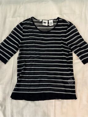 DKNY Striped Scoop Neck Top